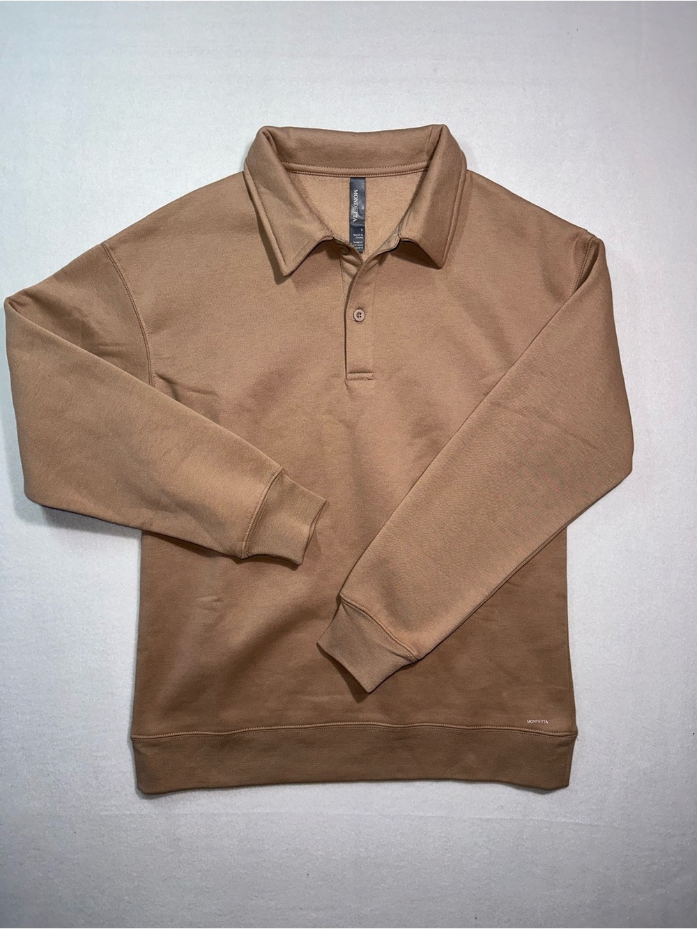 Mondetta Men's Long Sleeve Polo Sweatshirt in Camel Brown
